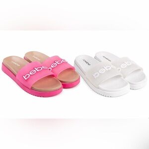 Bebe Pool Slide Sandals Bundle 2 Pairs Pink & White Women’s Size 6 NEW